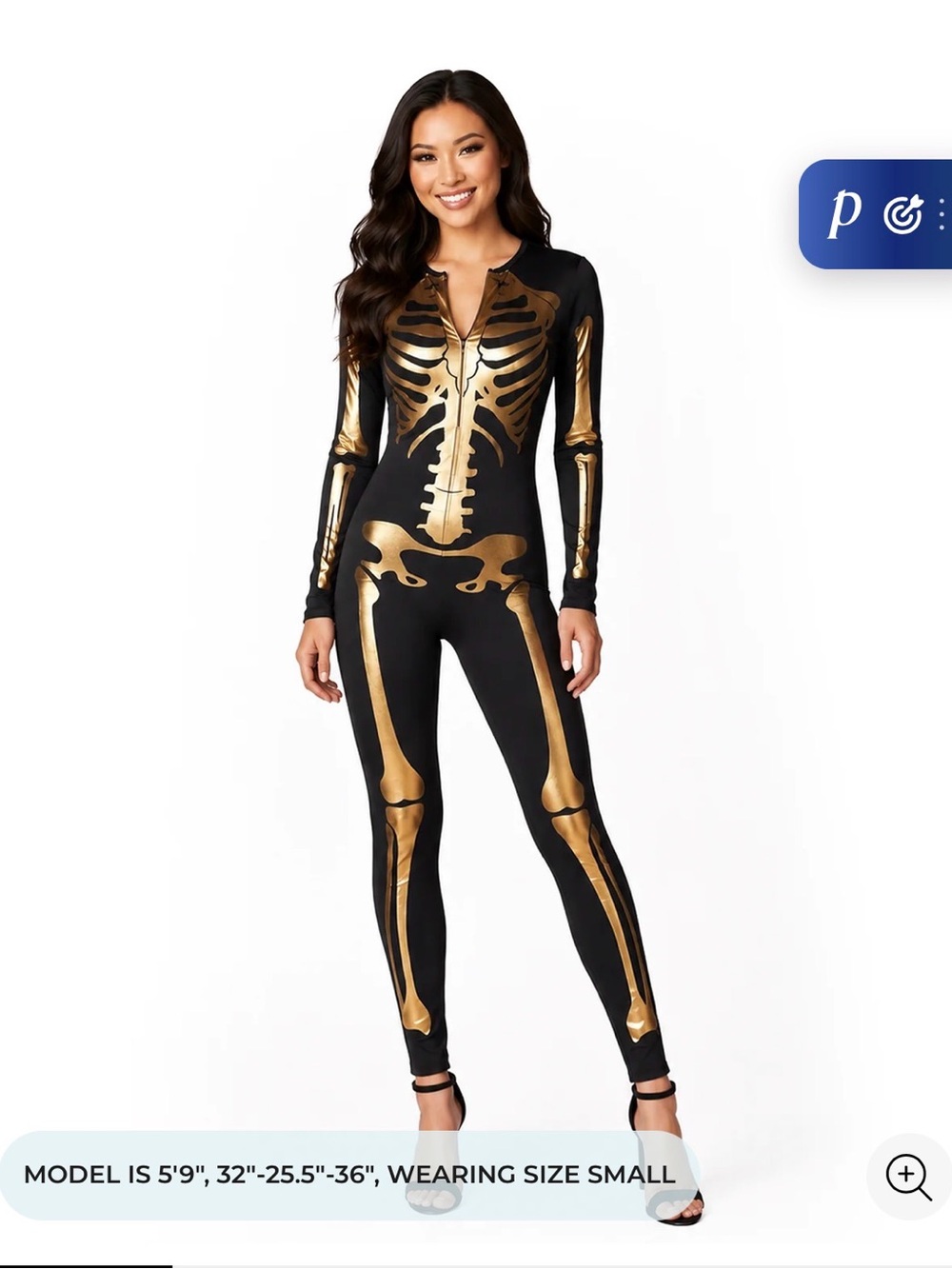 Tipsy Elves - Gold Skeleton Print Black Bodysuit - Women - XS - like new